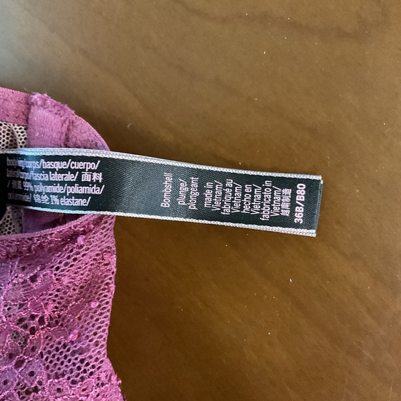 Victoria’s Woman’s Mauve laced tank-top Bombshell Bra. Size 36B. - Picture 7 of 7